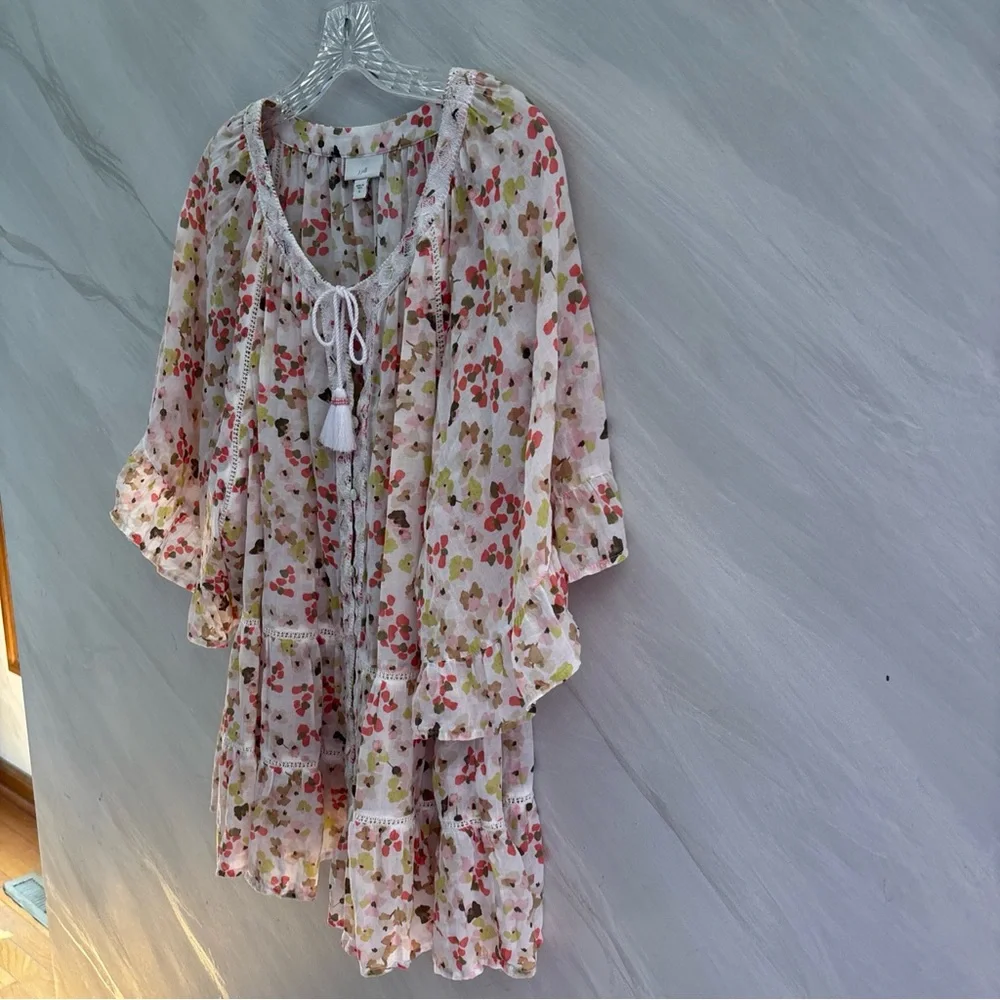 J. Jill Floral Peasant Blouse in Pink, Olive & Coral - Picture 10 of 14